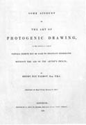 Naslovna strana talbotove privatno štampane brosure, u kojoj je bila prva posebna publikacija o fotografiji u svetu