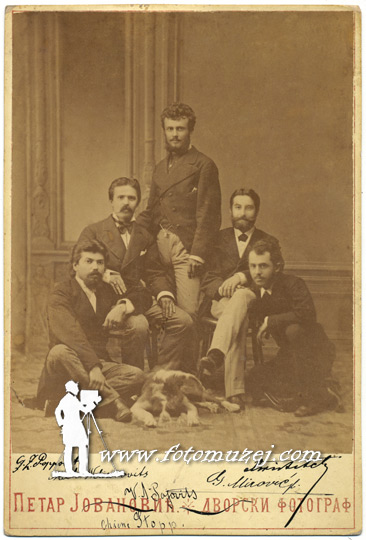 Gospoda:Popović, Veličković, Pajović, Amišić i Mirović sa psom (autor Petar Jovanović)