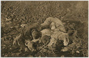 Mrtvi srpski vojnici od gladi i izmorenosti kod Lješa u Albaniji 1915. godine