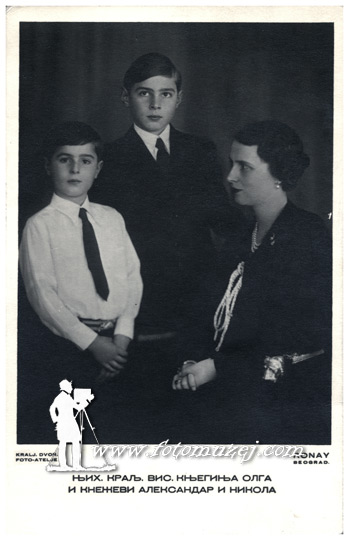 Knjeginja Olga sa decom Aleksandrom i Nikolom Karađorđević (autor  Ronai)